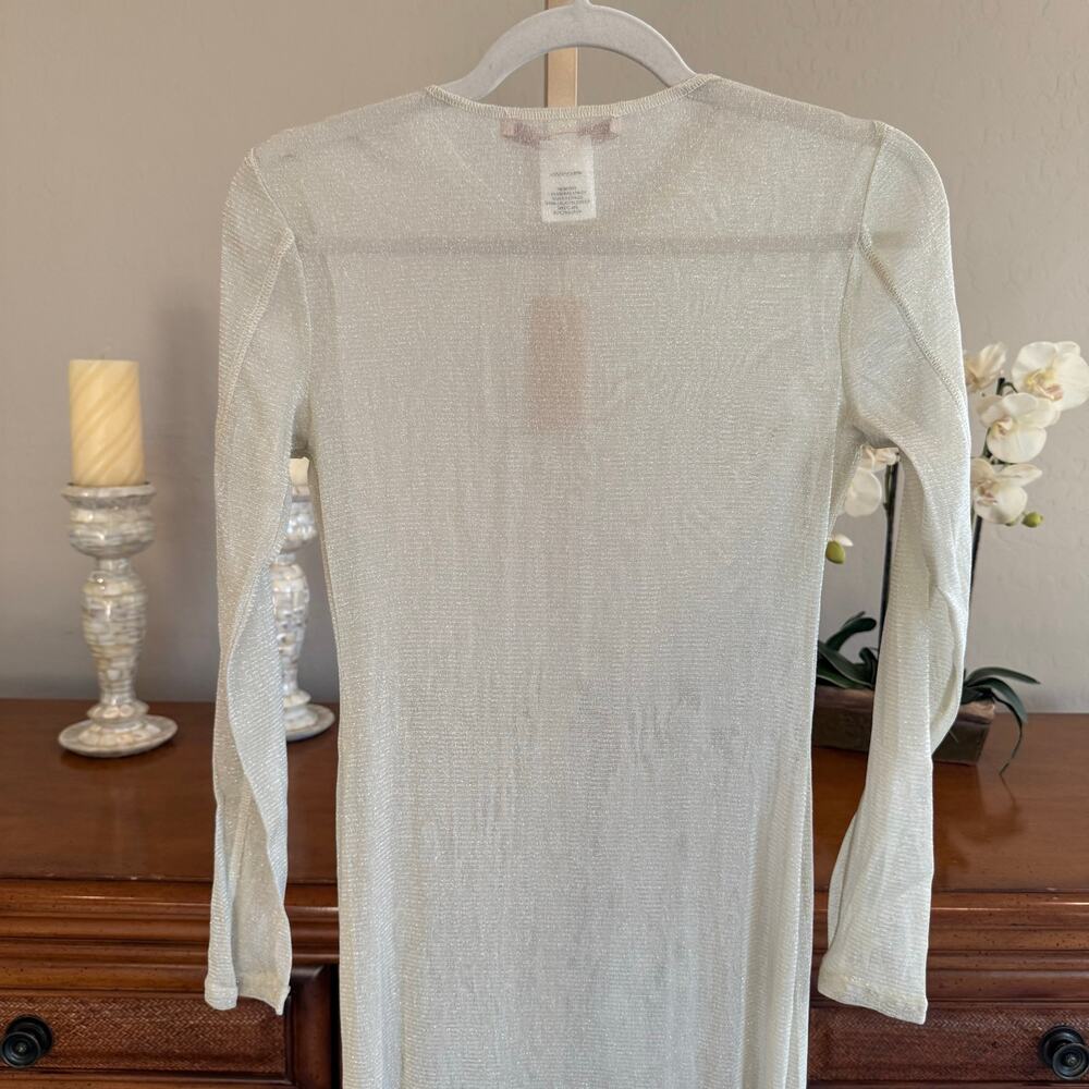 Hutch Niko Shimmer Mesh Maxi Dress Cream XS NWT - Picture 4 of 11